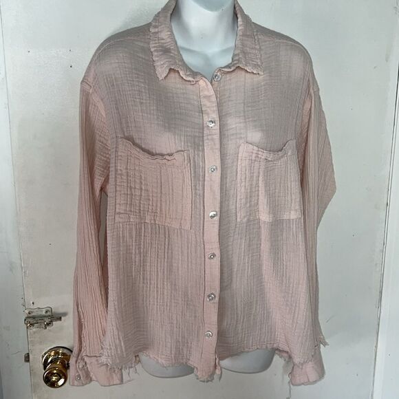 URBAN OUTFITTERS Pink Rose Gauzy Blouse-M - Picture 3 of 11